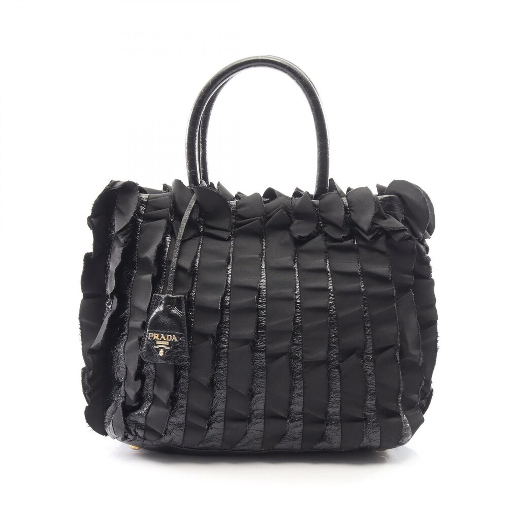 Prada Frill Ruffle Handbag Nylon Patent #328964P47B